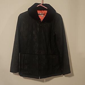 NECESSARY  OBJECT OUTERWEAR jacket BLACK WITH INSIDE LINING PINK